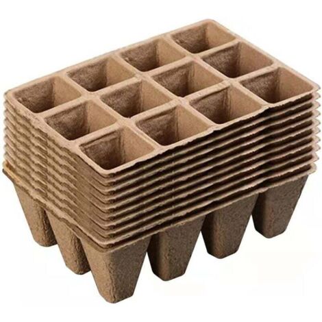 Bandejas para plántulas de 10 piezas, juego de bandejas para plántulas, contenedor de germinación, macetas de fibra biodegradable para germinar semillas y vegetales.