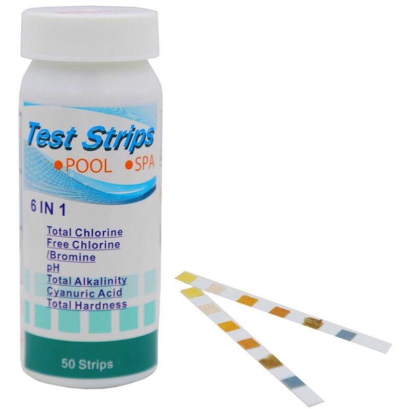 Bandelettes de Test 6 en 1,50 pcs Papier Test de pH pour Bain à RemousPapier Test de pH Bandes de Test Trempage pour Piscine Spa - White