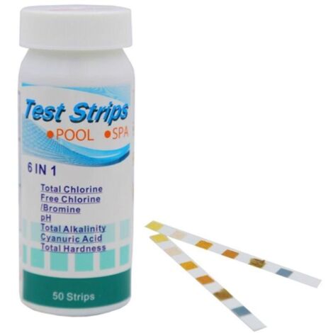 Bandelettes de Test 6 en 1,50 PCS Papier Test de pH pour Bain à RemousPapier Test de pH Bandes de Test Trempage pour Piscine Spa