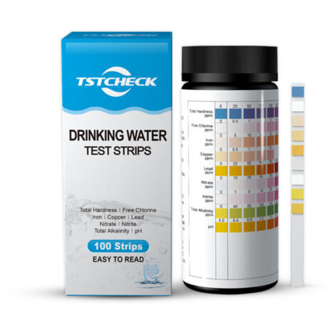 Bandelettes de test pour piscine et spa Lot de 100 bandelettes, test pH, chlore, brome, dureté et plus encore, test précis 9 en 1 de l'eau de piscine