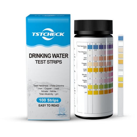 WDDNAOT Test d'eau potable pour piscine, Kit de test d'eau, Lot de 100  Bandelettes d'analyse, 16 en 1 bandelettes de test d'eau, Lot de Bandelettes