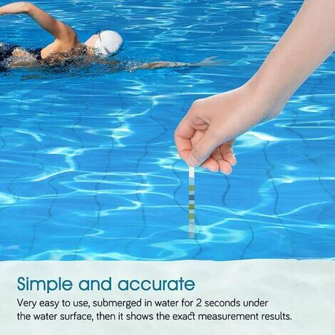 Bandelettes de test pour piscine et spa, test d'eau 6 en 1 chlore/chlore libre/pH/alcalinité/acide cyanurique/dureté liquide, testeur chimique général 100 pièces - 882GD