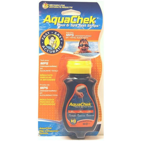 Bandelettes test eau piscine AQUACHEK analyse Oxy poudre/pH/TAC - x 50