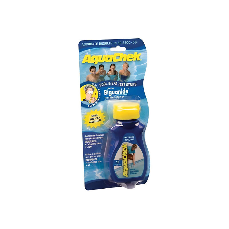 Bandelettes test eau piscine Aquachek analyse PHMB/pH/TAC - x 25