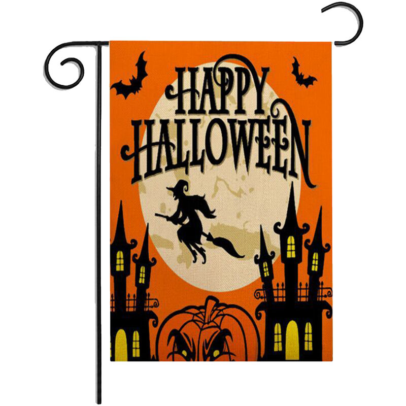 

Happyshopping - Bandera de bienvenida de Halloween Impresion a doble cara Bandera de jardin Patron de terror Bandera vertical para casa encantada