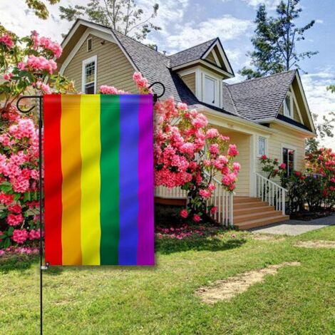 Bandera de jardín LGBTQ arcoíris de doble cara, bandera para patio, poliéster, 45 x 30 cm, resistente a la intemperie, idea de regalo y decoración.