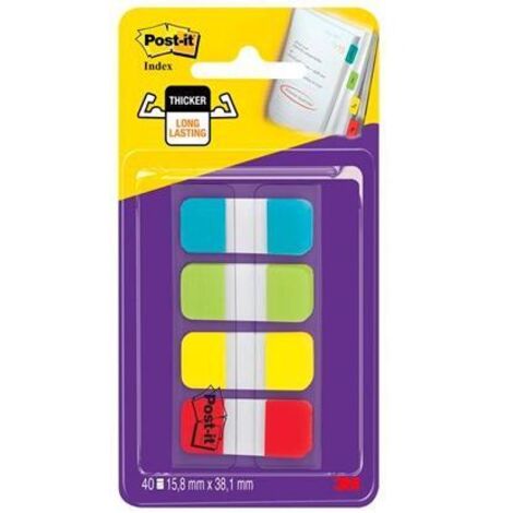Banderitas separadoras rigidas dispensador 4 colores amarillo azul lima y rojo post-it index 676-alyr-eu