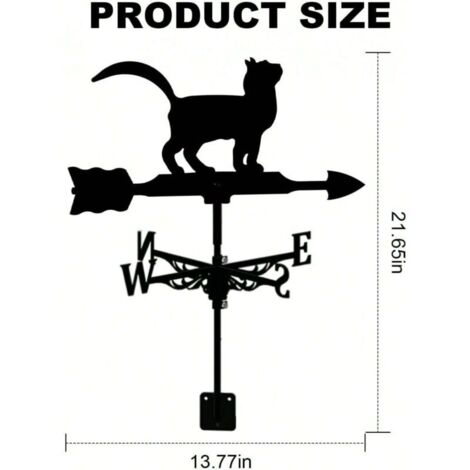 Banderuola a forma di gatto, decorazione del tetto con ornamenti artigianali per giardino, prato, clip in metallo