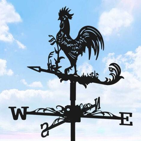 Banderuola in acciaio inossidabile, Banderuola a forma di gallo, Banderuola in metallo, Indicatore di direzione del vento, per tetto esterno, giardino, cortile, fattoria, decorazione