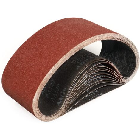 Bandes Abrasifs 100x610 mm-10 Pièces de 120 Grain Bande Ponceuse pour Ponçage et Polissage avec Ponceuse à Bande