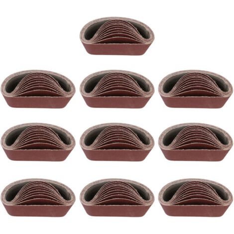 Bandes abrasives 100 x 915 mm, bandes de grains 80/120/150/240/400 pour ponceuse à bande, pour le ponçage, le limage, l'affûtage et le détartrage (10 pièces)