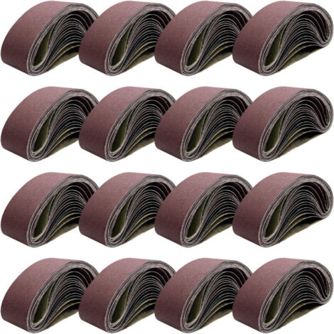 Bandes abrasives 533 x 75 mm, bandes de grains 40/80/120/150/240/400 pour ponceuse à bande, pour le ponçage, le limage, l'affûtage et le détartrage (16 pièces)
