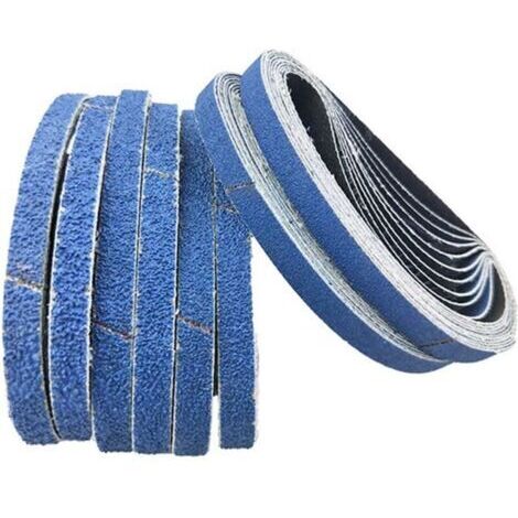 Bandes abrasives corindon de zirconium,457×13 mm, poncer le métal, le bois, l'élimination de la rouille - Lot de 12 bandes abrasives（P 80）