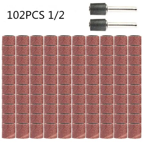 Bandes abrasives de polissage,102 pièces, 1/2 grain avec mandrin pour Dremel, outils rotatifs, outils abrasifs