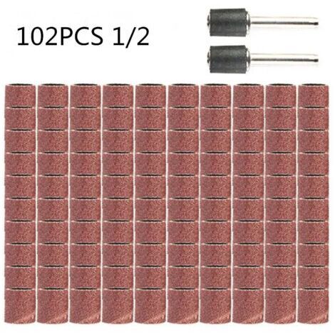 Bandes abrasives de polissage,102 pièces, 1/2 grain avec mandrin pour Dremel, outils rotatifs, outils abrasifs
