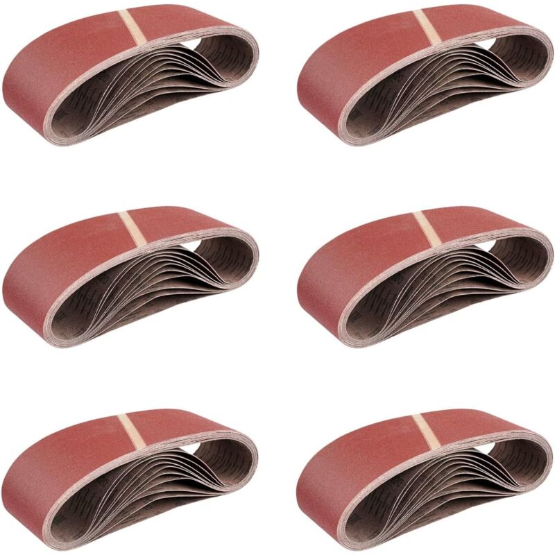 Bandes Abrasives en Tissu 25 pièces 75 x 533 mm Mixpack (5 x grain 40/60/80/120/180 chacun) pour ponceuses à bande Papier Abrasif Ensemble de Bandes