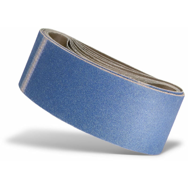 Blue Bandes abrasives, 457 x 75 mm, p. Ponceuses à bande portatives, Corindon de zirconium (Lot de 10) G100 - Menzer