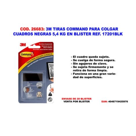 Bandes adhésives 3M pour accrocher des tableaux noirs 5,4 kg 17201BLK