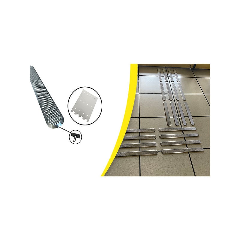 Wattelez - Bandes d'aide à l'orientation en inox 316 - lot de 12 barettes avec gabarit - à sceller