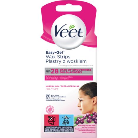 Bandes de cire Veet Easy-Gel : jusqu'à 28 jours de douceur, peau normale
