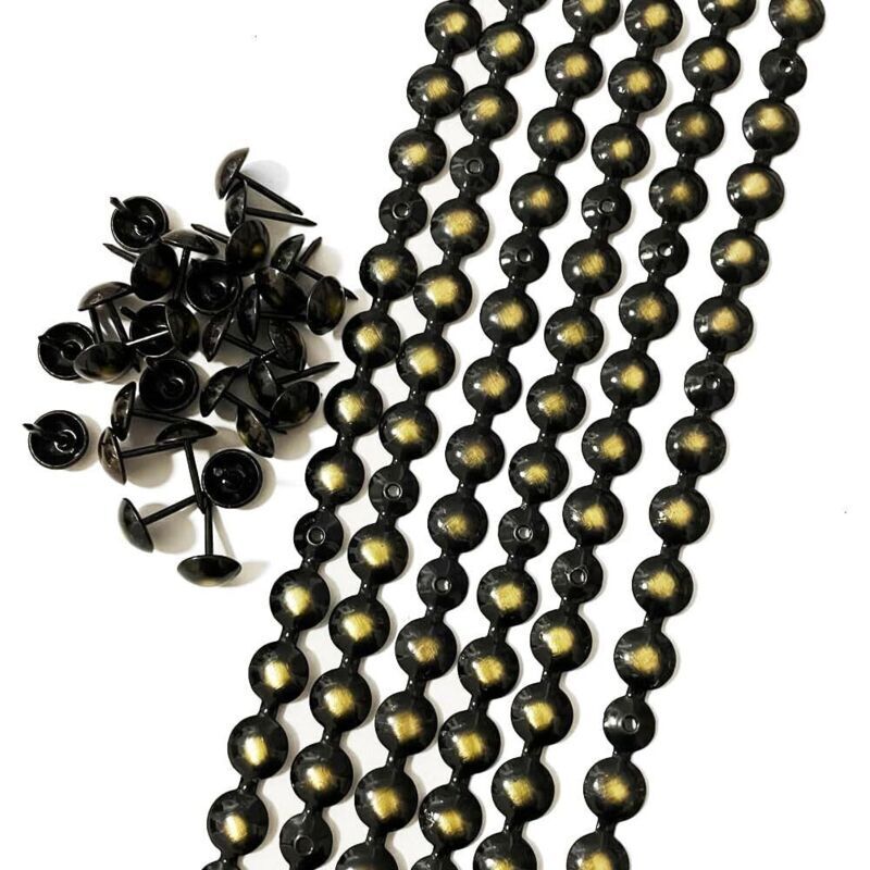 Bandes de clous décoratives plaquées noir de 10 m pour canapés,Accessoires de meubles à faire soi-même (11 mm)