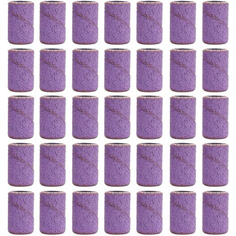 Bandes de Ponçage à Ongles, Embouts Manchons de Ponceuse à Ongles, fichiers à Ongles électriques Perceuse Bandes de Bits de mandrin Violet 100pcs (grain 80)
