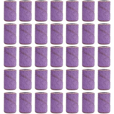 Bandes de Ponçage à Ongles, Embouts Manchons de Ponceuse à Ongles, fichiers à Ongles électriques Perceuse Bandes de Bits de mandrin Violet 100pcs (grain 80)