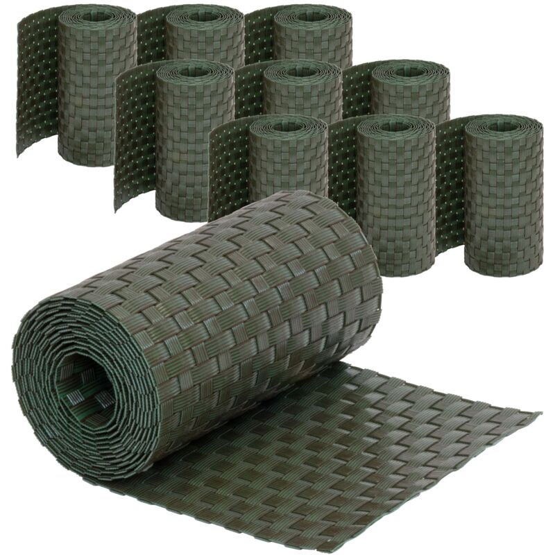Bandes de protection visuelle aspect rotin - 250 x 19cm, 10 pièces (25m), Vert