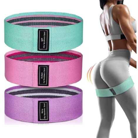 Bandes de résistance antidérapantes, 3 niveaux d'exercices pour les fessiers, les hanches, les jambes, le yoga et le Pilates