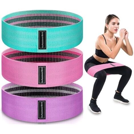 Bandes De Résistance En Tissu - 3 Niveaux De Résistance (Léger Moyen Lourd) - Pour Renforcement Musculaire Des Jambes Et Des Fessiers - Rééducation Yoga Pilates - Lot De 3 Avec Sac De Transport