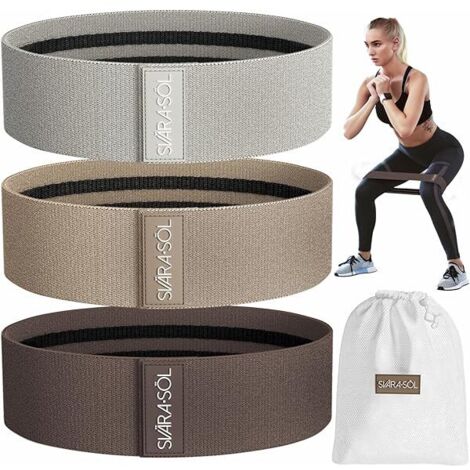 Bandes De Résistance En Tissu - 3 Niveaux De Résistance - Pour Renforcement Musculaire Des Jambes Fessiers Bras - Entraînement Physique Et Rééducation - Lot De 3