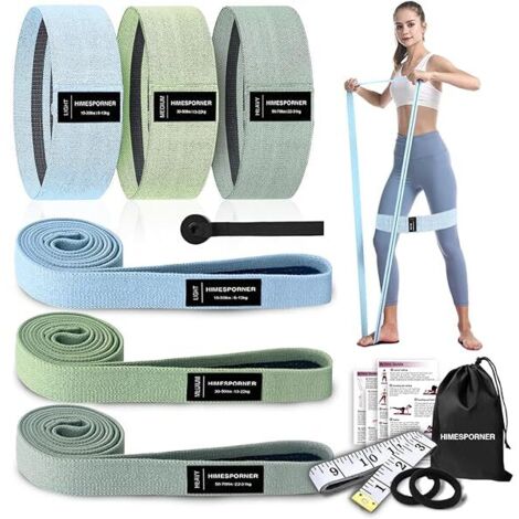 Bandes De Resistance En Tissu - 9 Pièces Avec 3 Niveaux De Résistance - Pour Entraînement Des Jambes Et Fessiers - Idéal Pour Maison Gym, Yoga, Pilates