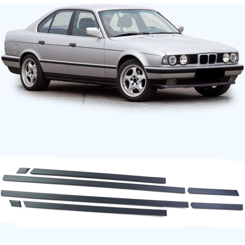 Baguettes décoratives voiture - pour BMW série 5 E34 berline/break 1988-1996 - 8 pièces - noir