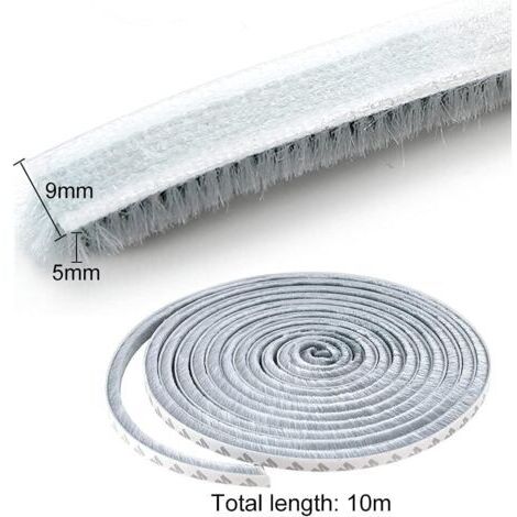 Bandes d'étanchéité, bandes de 10 mètres pour portes et fenêtres, bandes d'étanchéité auto-adhésives pour portes, bandes brosse coupe-vent et anti-poussière, bandes brosse pour portes coulissantes.