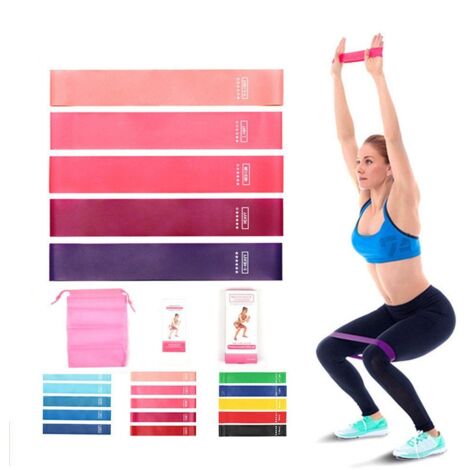 Bandes Élastiques de Fitness en TPE Roses, Lot de 5 pour Musculation, Yoga et Entraînement à Domicile