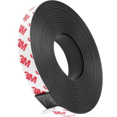 Bandes magnétiques auto-adhésives de 5 m × 1 cm × 1,5 mm, bandes magnétiques auto-adhésives résistantes de 5 mètres, bandes magnétiques flexibles de 1 cm × 1,5 mm, adaptées aux aimants et à l’organisa