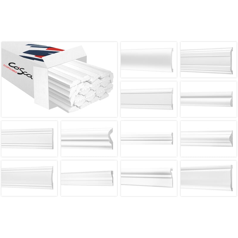 Cosca - Moulures murales en hdps - polystyrène haute densité, léger & résistant aux chocs : 10 Mètres / 5 Bandes, CM5