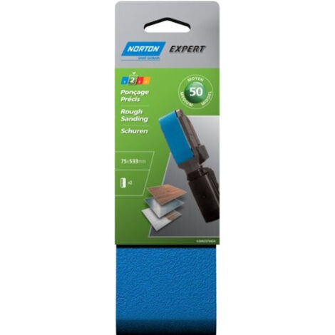 Bandes Ponçage Norton Expert Lot de 2 75x533mm Grain 50