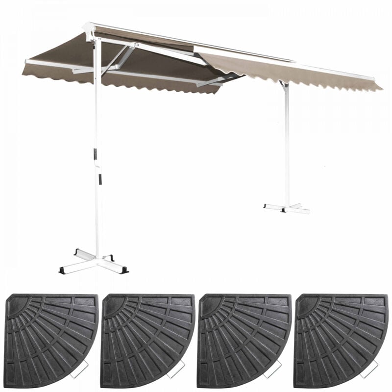 Tenda da sole doppia pendenza 3 x 4m e 4 lastre pesanti color talpa