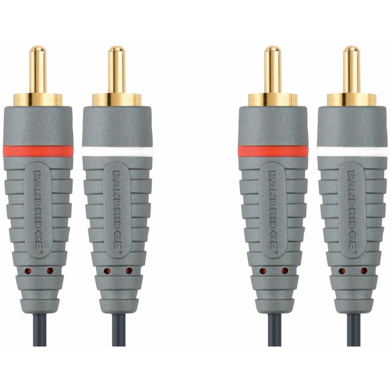 

Cable Audio Estéreo de 3 metros, 2 x RCA macho - 2 x RCA macho, chapado en oro, exterior de PVC - Bandridge