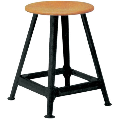 Bandstahlhocker Holz Rundsitz, RAL 9005 Vierbein, Höhe 600 mm Sitzfläche D 350