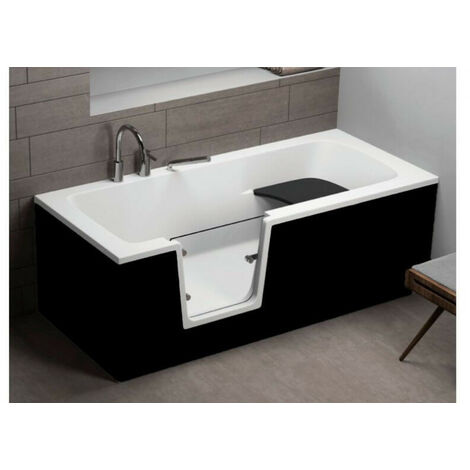 Bañera con puerta ADELAIDE II negro 160/170/180x75/80x54 cm - Dimensiones: 180cm
