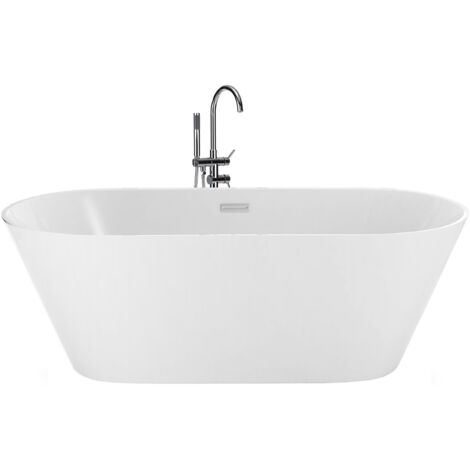 Bañera de acrílico blanco plateado 160 cm sanitario independiente moderno Havana