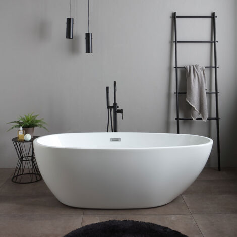 Bañera de centro de habitación en acrílico blanco.