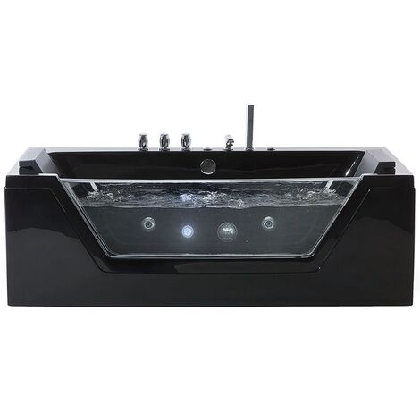 Bañera de hidromasaje con LED 170 cm negra SAMANA