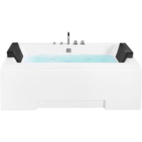 BELIANI Bañera de hidromasaje de acrílico sanitario blanco y vidrio rectangular doble 157 x 85 cm con reposacabezas diseño moderno Galley