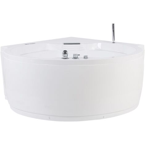 Bañera de hidromasaje esquinera de acrílico sanitario blanco con LED ⌀ 150 cm redonda moderna Milano