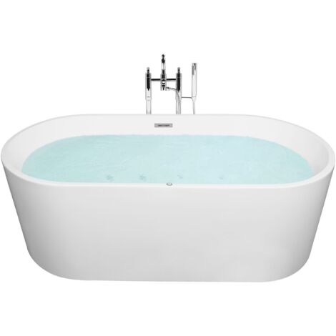 Bañera de hidromasaje independiente de acrílico sanitario blanco individual 170 x 80 cm ovalada diseño moderno Havana