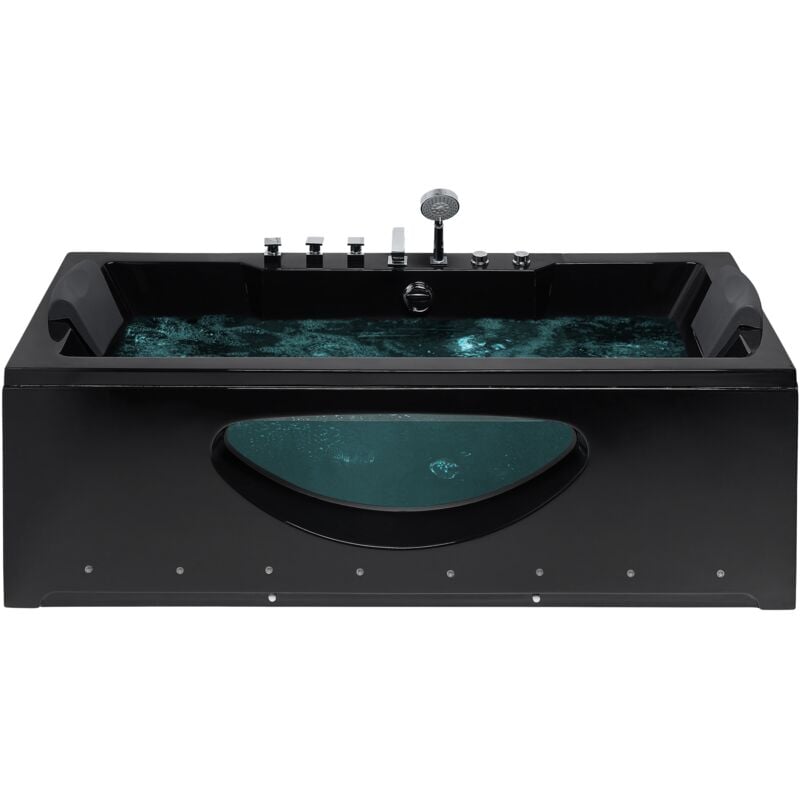 

Beliani - Bañera de hidromasaje LED negra 170 cm HAWES