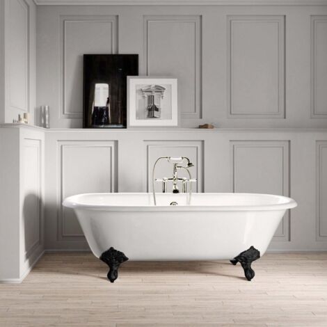 Bañera de Hierro PLYMOUTH blanca PATAS NEGRAS 153 cm
